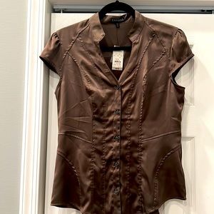 NWT Express Satin Short Sleeve fitted dress shirt, Size M